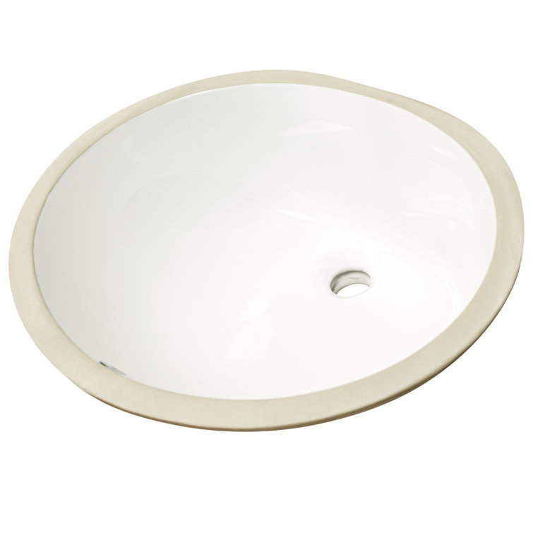 MSI 16'' White Porcelain Oval Undermount Bathroom Sink with Overflow